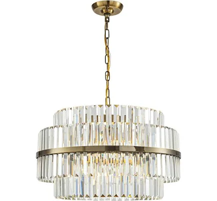 6-Light Modern Antique Brass Round Ti...