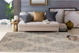 Damask Ivory Gray Area Rugs