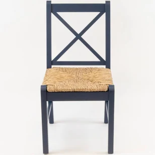Blue Chair with Woven Rush Seat (Set ...