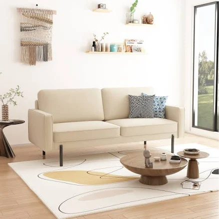 Modern Minimalist Luxe Linen Sofa wit...