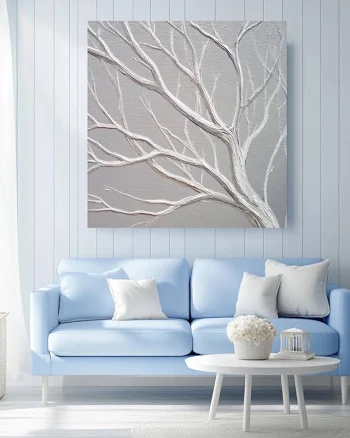 White Tree Branch Canvas Print: Minim...