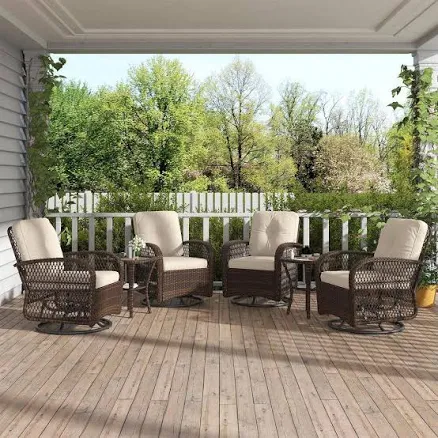 6-Piece Outdoor Dining Set with Cushi...