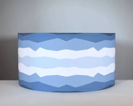 Blue geometric drum lampshade 20cm to...