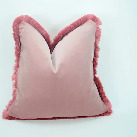 Velvet Throw Pillow Cover, Pink Cotto...
