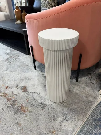 West Elm Side Table Fluted White Ribbed