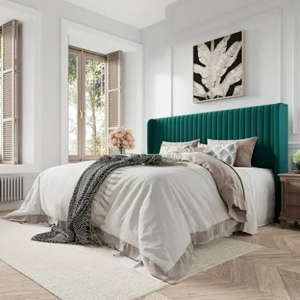 Amolife King Velvet Upholstered Bed w...