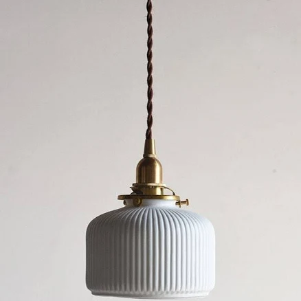 Ceramic Fluted Pendant Light Cylinder