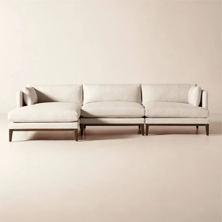 Mona 3-Piece L-Shaped Off-White Perfo...