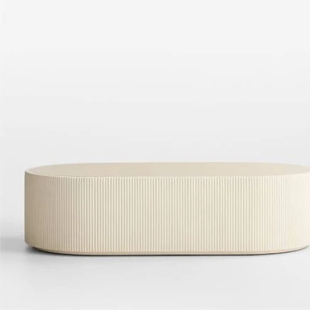 Crate & Barrel Kahn Cream Ribbed Conc...