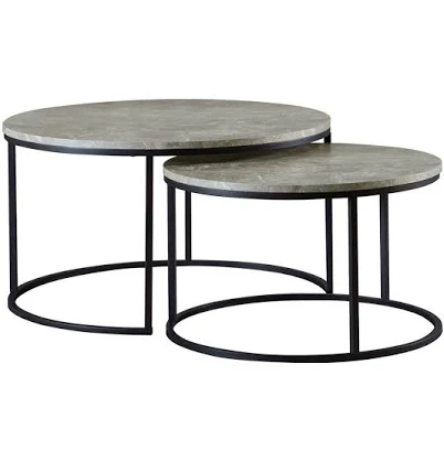 Hanover Grey 2-Piece Round Faux Marbl...