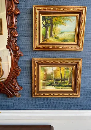 Vintage Pair Of Framed Forest Landsca...