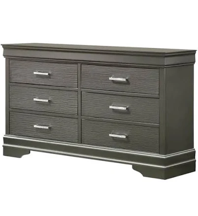 6-Drawer Wooden Dresser with Bar Pull...