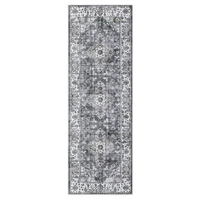 2'x6' Washable Distressed Floral Prin...