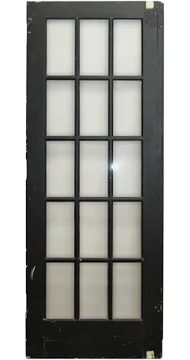 Vintage Black Wood 15 Lite French Doo...
