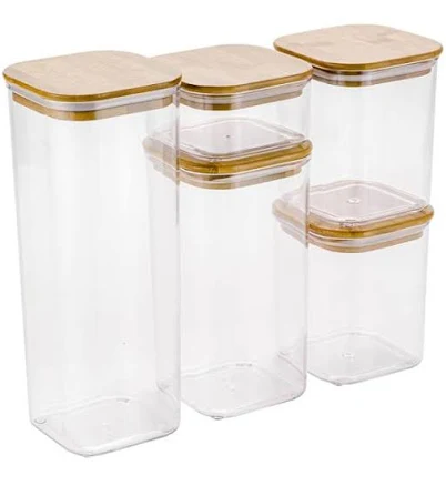 At Home 5-Piece Clear Square Canister...