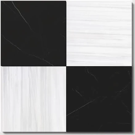 Black, Bianco Dolomiti Honed Checkerb...