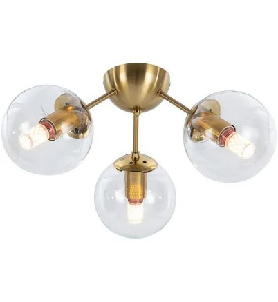 OUKANING 3-Light Gold Modern Semi-Flu...