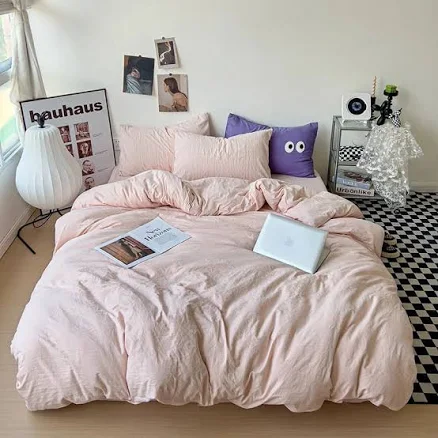 Solid Color Crumpled Sheets Bedding Set