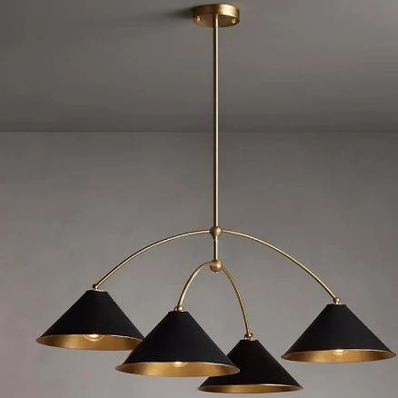 Mid-Century Modern Brass Chandelier -...