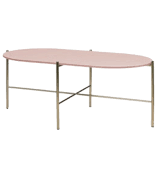 Oblong Blue Glass Coffee Table, Gold ...