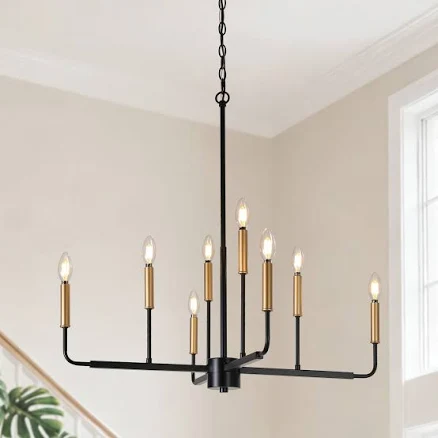 Modern 8-Light Black Brass Minimalist...