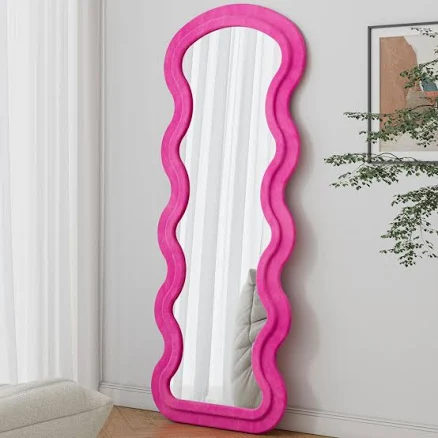 Comhoma White Wavy Floor Mirror