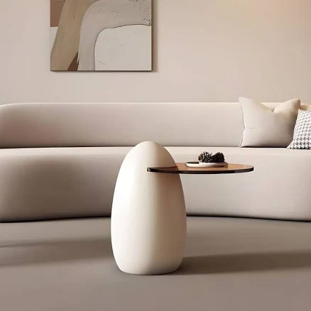 Modern White Coffee Table with Pedest...