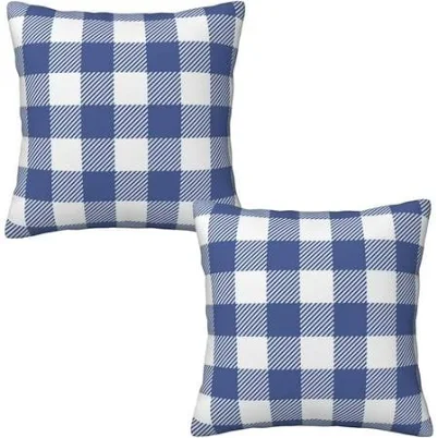 Blue and White Buffalo Check Plaid Pi...