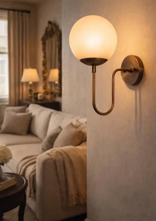 Mid Century Brass Wall Sconce matte w...