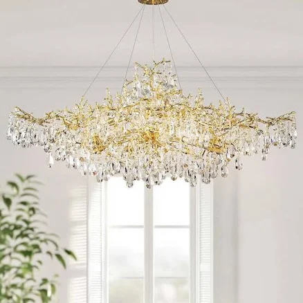 14-Lights Gold Luxury Crystal Linear ...