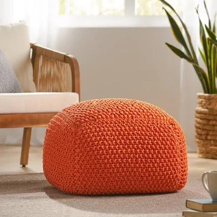 Roomfitters Handwoven Square Pouf Ott...