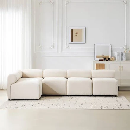 109 in. 5-Piece Fabric L-Shaped Modul...