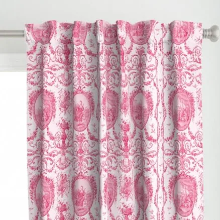 Romantic Pink Rococo Curtain Panel - ...