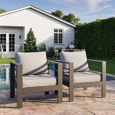 Poteban Dark Gray Aluminum Patio Outd...