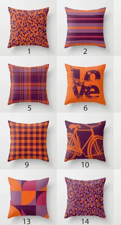Orange Purple Mauve Throw Pillow Mix ...
