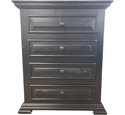 Vintage Chalet Black 4 Drawer Nightstand