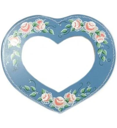 Vintage Blue Heart Shaped Mirror With...