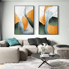 Set of 2 Minimalist Abstract Orange G...