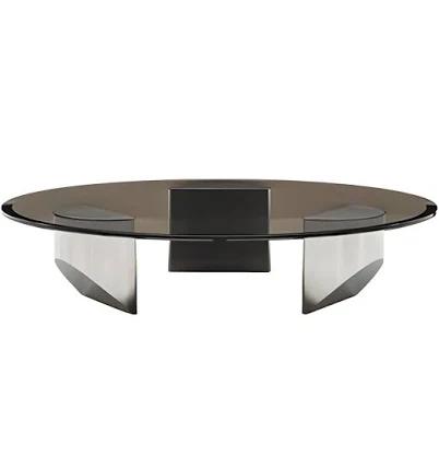 Modern Black Round Glass Coffee Table...