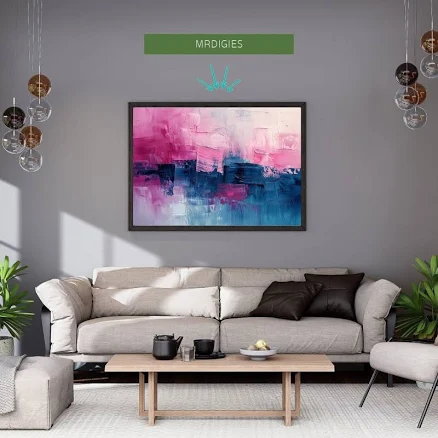 Abstract Pink & Blue Oil Painting | F...