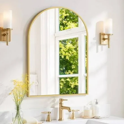Arched Gold Bathroom Mirror by Ebern ...