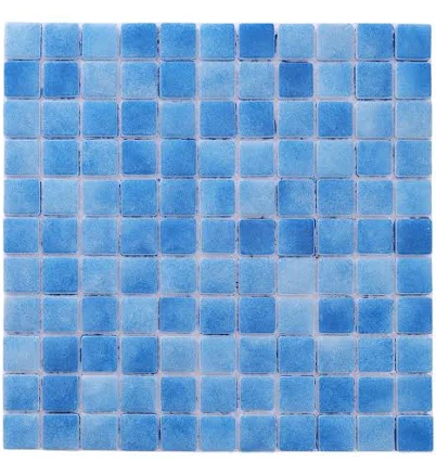 Blue Square Recycled Glass Mosaic Poo...