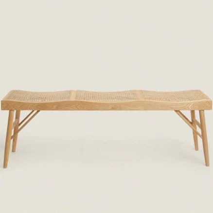 Zara Home Wood And Rattan Bench Natur...