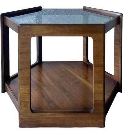 Mid Century Walnut Hexagonal Drum Sid...