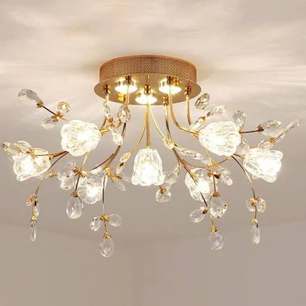Art Deco Elegant Flower Flush Mount C...