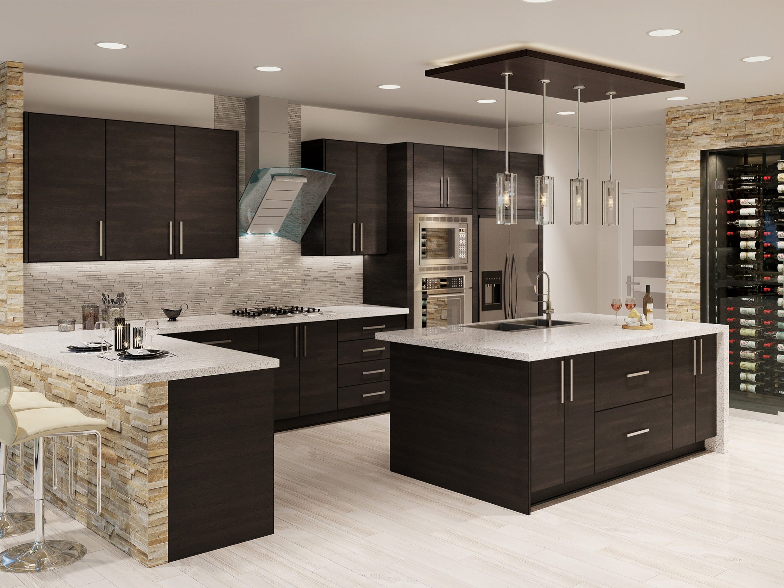 Torino Dark Wood Kitchen Cabinets