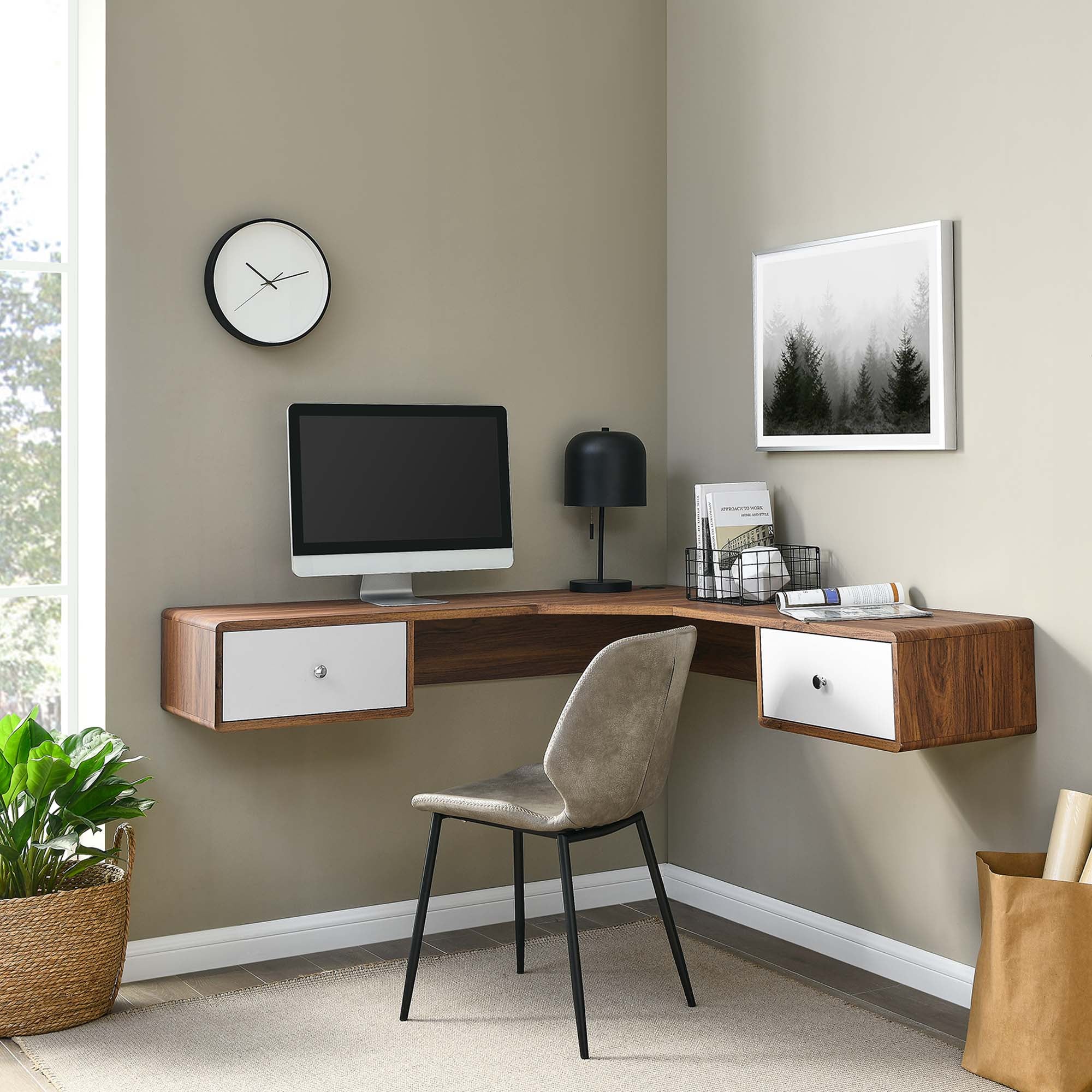Transmit 55' Wall Mount Corner Wood Office Desk