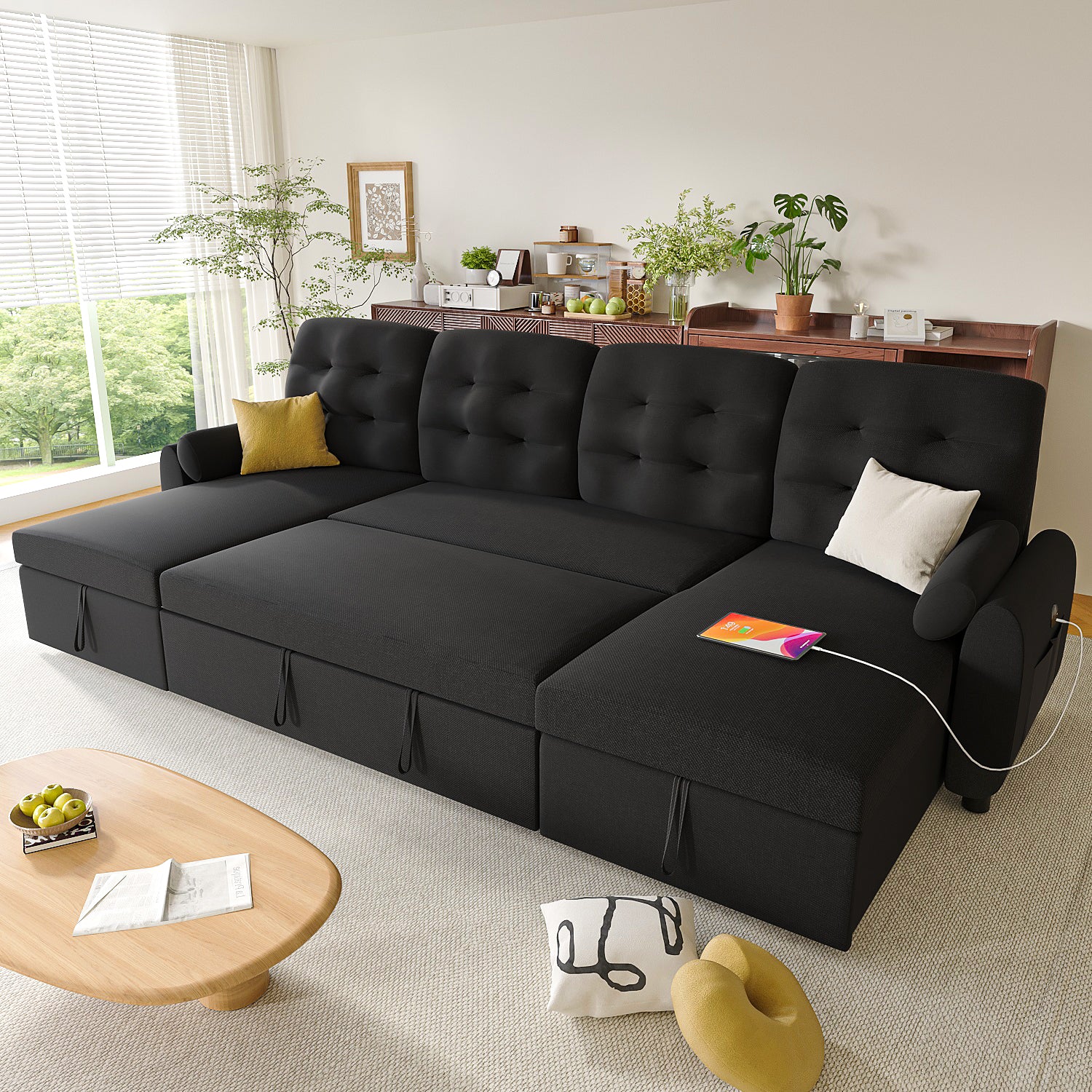 Ucloveria Sectional Sofa Couch, 87'/112' Sleeper Sofa Bed with Reversi – ucloveria