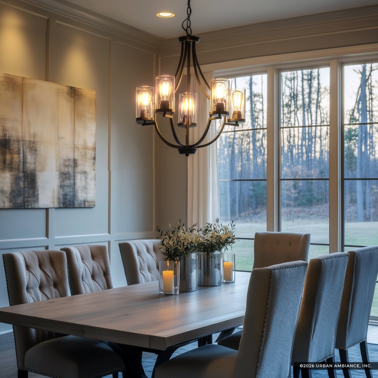 UHP4369 Contemporary Chandelier 26''H x 26''W, Midnight Black Finish, – Urban Ambiance