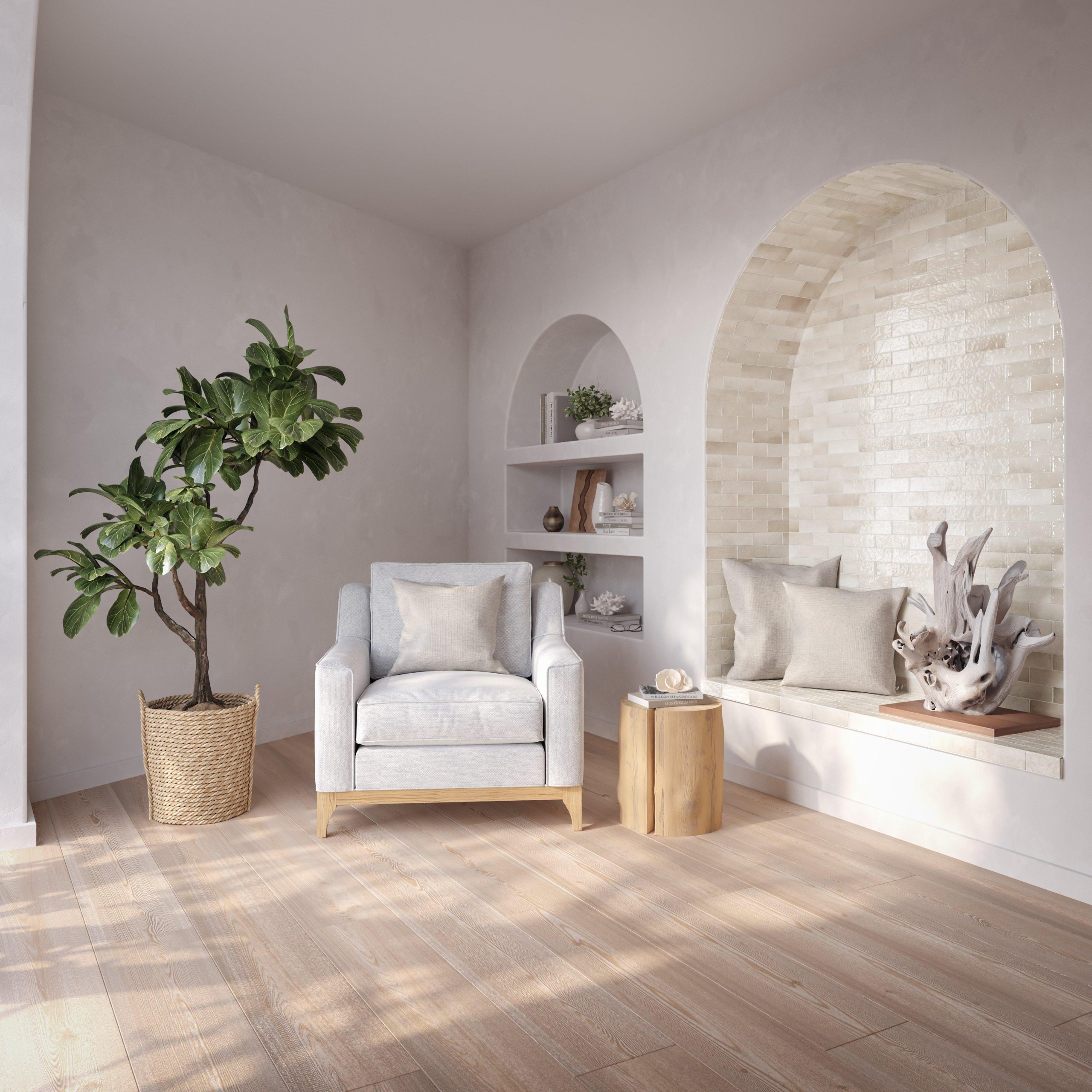 Villa | Zellige Oat Ceramic Tile, 2 1/2 x 8, Natural, 8 mm Thick - Floor & Decor